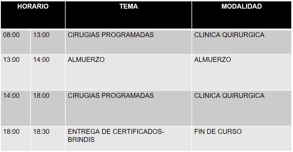 DÍA 3 CIRUGIAS PROGRAMADAS EN PACIENTES
